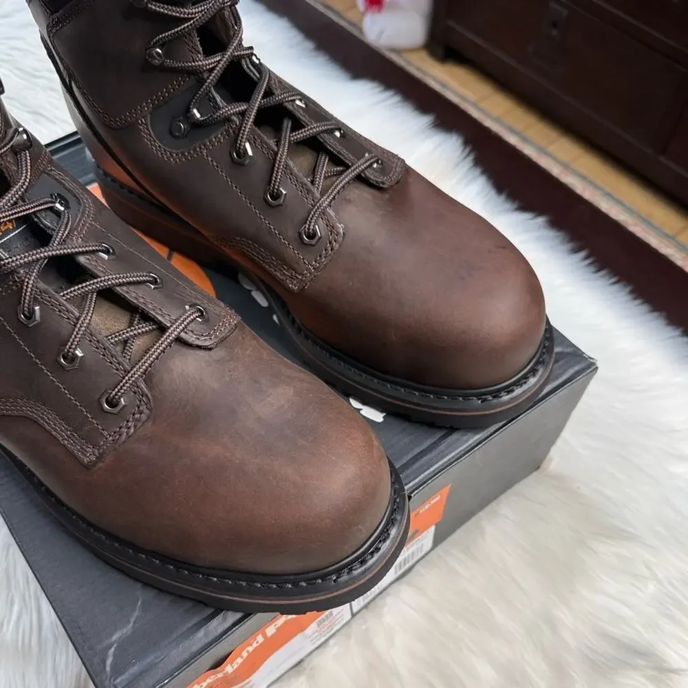 Timberland PRO Pit Boss 6” Dark Brown Leather Steel Toe Boots - Picture 3 of 7